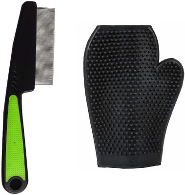 

W9 Imported High Quality Toothed Flea Comb Cleaning Grooming Brush Hair Tool With Grooming Glove Basic Comb for Dog & Cat