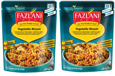 

Fazlani Foods Ready To Eat Pack of 2 Subz-e-Biryani (Mixed Vegetable Basmati Rice) 250 g