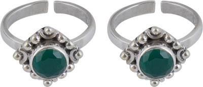 SILVERWALA Sterling Silver Emerald Silver Plated Toe Ring, Green