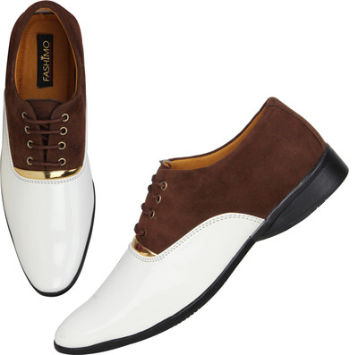 

FASHIMO Men Party wear Party Wear For Men(White, Brown