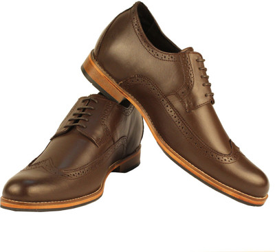 

Elevato Height Increasing Brown Shoes Derby - 3 inches Lace Up For Men(Brown