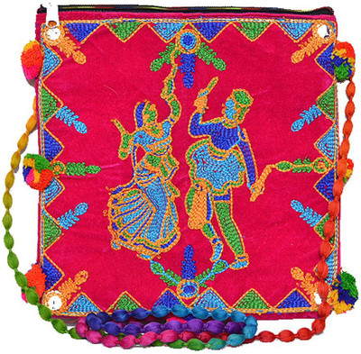 KRISHNA HANDLOOM Girls Casual Pink Cotton Sling Bag