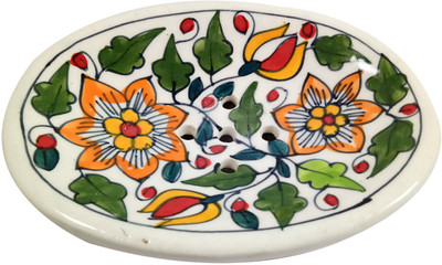 

India Meets India Handmade ceramic soap dish(Multicolor)