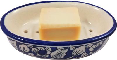 

India Meets India Handmade ceramic soap dish(Blue)