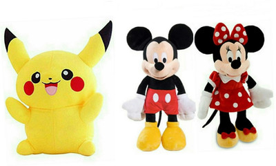 

soniya Enterprises mickey mouse and Minnie mouse-65cm and Pikachu - 60 cm(Multicolor)