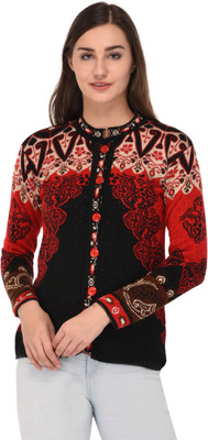 eWools Self Design Round Neck Casual Women Multicolor Sweater