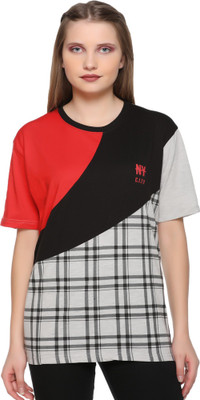 69GAL Printed Women Round Neck Multicolor T-Shirt