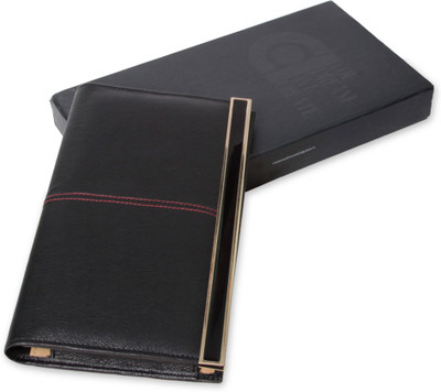 

COI Expendable Faux leather Cheque Book Holder / Document Holder (Unique Black)(Black)