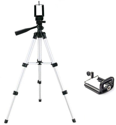 

BERRIN 3110 Foldable Camera Tripod With Mobile Clip Holder Bracket, Fully Flexible Tripod(Silver, Supports Up to 150)