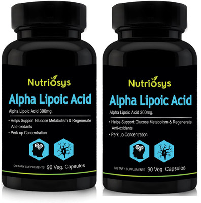 

nutriosys Alpha Lipoic Acid - 300mg (180 Veg Capsules)- Pack of 2(180 No)