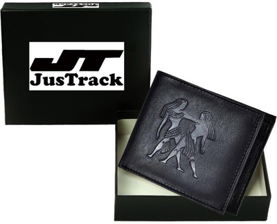 

JusTrack Men Black Genuine Leather Wallet(1 Card Slot)