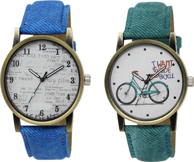 

Shocknshop LR28_229 Designer Analog Leather and Chain Strap Couple Watch - For Men & Women