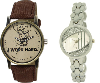 

Shocknshop LR29_223 Designer Analog Leather and Chain Strap Couple Watch - For Men & Women