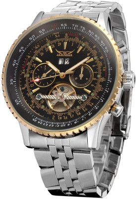 

Jaragar AquaJaragarBlack Aquaasian Jaragar Brand Luxury 6 Hands Automatic Self Wind Date Week Full Steel Big Head, heavy Skeleton Design Tourbillon Mechnaical Men Watch with beautiful gift LEATHER CASE- BLACK-Gold Watch - For Men