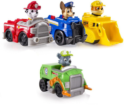 

IndusBay Mission Paw Pups & Vehicles Set of 4 - Paw Patrol Pups Marshall , Chase , Rubble & Rocky with Vehicles(Multicolor)