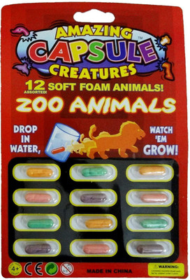 

PARTY PROPZ Animals Multi Color Growing Figures Toy 12 Pcs for Kids (Zoo Animal Capsule)(Multicolor)