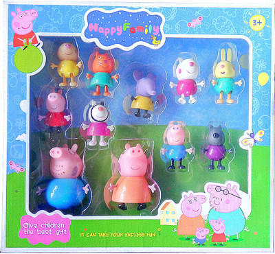 

IndusBay 11 Pcs Happy Pig Family and Friends Figure Peppa's Toy Figures for Kids - Gift(Multicolor)