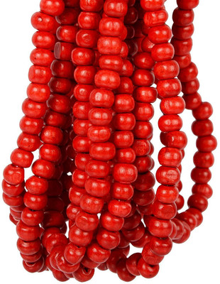 

GOELX Round Wooden Beads Bunch(20 Mala) Red 6 mm for Jewellery Making, Beading & Art Craft Work - Approx. 1300 Beads !!