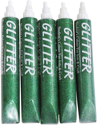 

AsianHobbyCrafts Glitter Sparkle Glue Tubes, Green (25ml, Pack of 5)