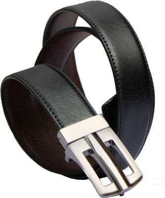 Runsi Men Formal Black Artificial Leather Reversible Belt