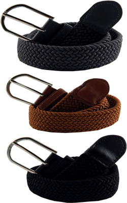 

ELS Men & Women Casual Multicolor Canvas, Fabric, Synthetic Belt, Black;grey;khaki