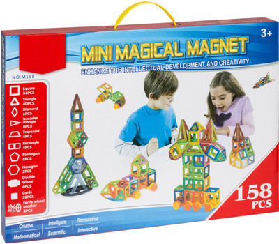 

IndusBay DIY 3D Magical Magnet Construction Building Block Learning & Creativity Colorful Magnetic Blocks Puzzle Set - 158 Pcs(Multicolor)