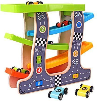 

Webby Wooden Ramp Race Track Car Set Toy(Multicolor)