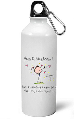 

MUGKIN HBS14 Happy Birthday BRO Printed WHITE Aluminium bottle *Too Light In Weight*-ml 750 Sipper(Pack of 1, White)