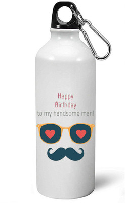 

MUGKIN HBS08 Happy Birthday handsome Printed Aluminium bottle *Too Light In Weight*-ml 750 Sipper(Pack of 1, White)