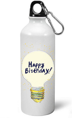 

MUGKIN HB01 Happy Birthday Printed White Aluminium bottle *Too Light In Weight*- 750 Sipper(Pack of 1, White)