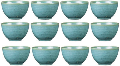 caffeine Dining Dessert Bowl in Ocean Green Ferrous Ceramic Bowl Set(Blue, Pack of 12)