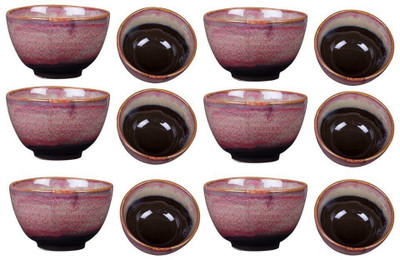 

caffeine Dining Dessert Bowl in Plum Studio Ceramic Bowl Set(Pink, Pack of 12)