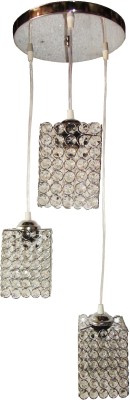 Shri Mahal Antiques Crystal & Steel Made Hanging Light Chandelier Ceiling Lamp(Clear, Silver)