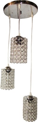 Shri Mahal Antiques Crystal & Steel Made Hanging Light Pendants Ceiling Lamp(Clear, Silver)