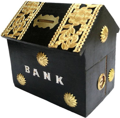 

Royal Store Wooden Money Bank Coin Bank(Black)