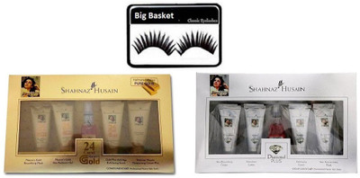 big basket Eyelashes & Shahnaz Husain Gold&Diamond Facial Kit(Set of 3)
