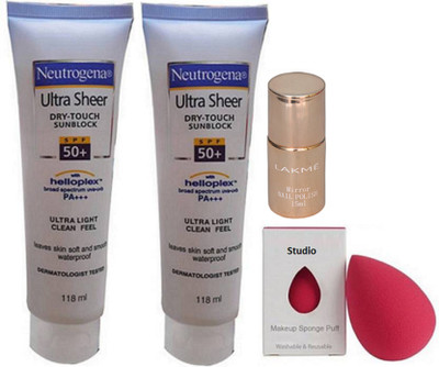 

studio Sponge Puff Neutrogena Ultra Sheer Dry-Touch Sun Block Set of 2, Mirror Nail Polish(Set of 4)