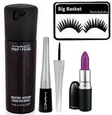 

big basket Eyelashes, Prep+Prime Moisture Infusion Serum , Lipstick Matte Heroin Finish Long Lasting, Liquid Eyeliner(Set of 4)