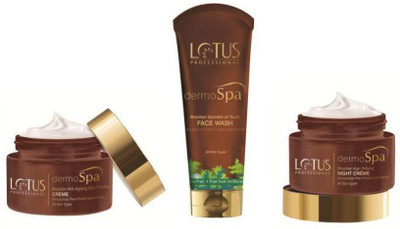 

Lotus Professional Dermo Spa Brazillian Age Ageing Kity ( Day Creme 50gm + Night Creme 50gm + Face Wash 80gm )(Set of 3)