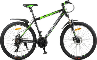 

La Sovereign Life Front Suspension Dual Disc Brake Bike For Adults Black & Green 26 T 24 Gear Mountain Cycle(Multicolor)