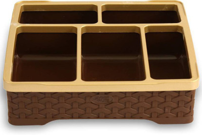 

SriR 5 Compartments Plastic Multipurpose Holder(Brown, Blue, Black, Silver)