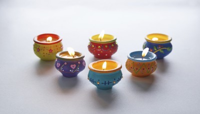 Mati Ke Laal Earthenware (Pack of 6) Table Diya Set(Height: 1.5 inch)