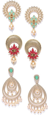 

Zaveri Pearls Combo of 3 Zinc Earring Set