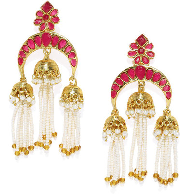 

Zaveri Pearls EMBELLISHED WITH PEARLS Zinc Dangle Earring