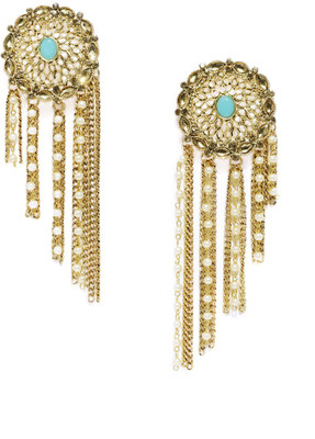 

Zaveri Pearls Embellished with chain & pearls Zinc Dangle Earring