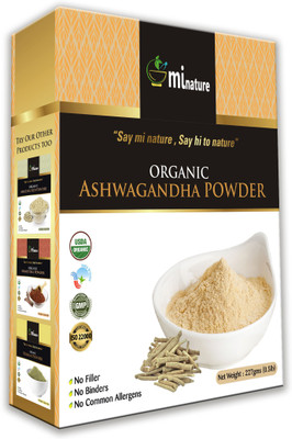 

mi nature 100% Organic Ashwagandha Powder- Withania Somnifera- USDA Certified Organic- 227g - Ayurvedic Herbal Supplement(227 g)