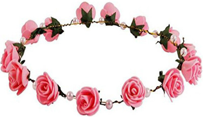 

GaDinStylo Pink Floral Tiara Princess Crown Head Band Hair Band(Pink)