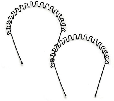 

GaDinStylo 2 Black Color Metal Wavy Zigzag Hair Bands Hair Band(Black)