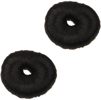

JAGTEK Imported Fashion Hair Doughnut Bun Ring Shaper Hair Donut Style Updo Black set of 2 pcs Bun(Black)