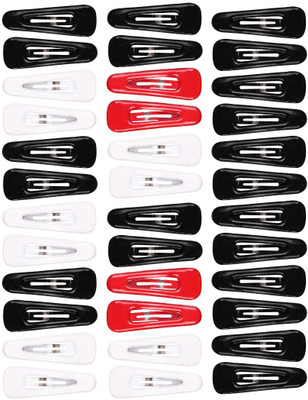 

ABHI Glossy Look 36Pcs - (18 Pair) Tic Tac Clip(Red, Black, White)